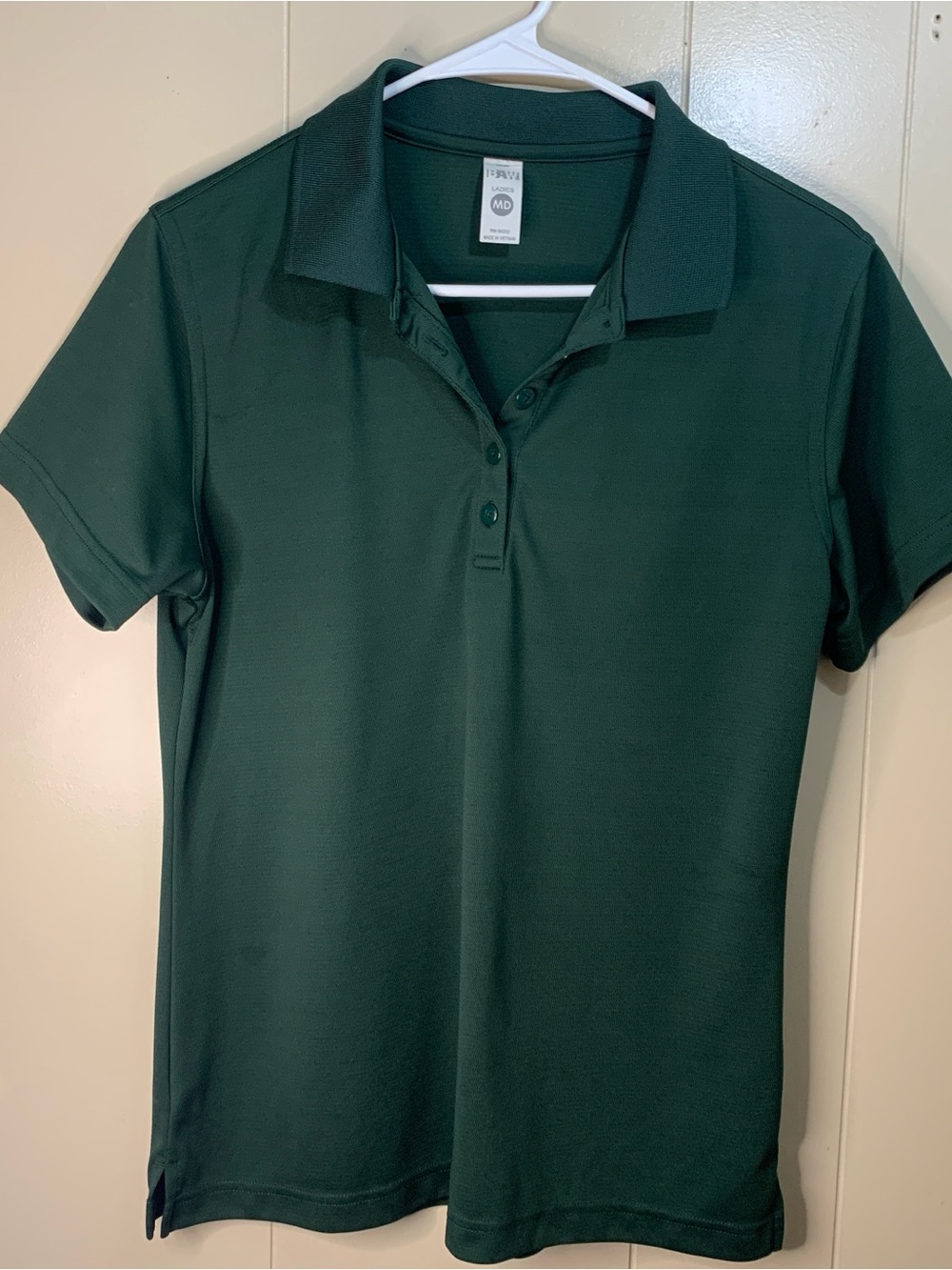 Women's Dark Green Polo Shirt with Three-Button Placket